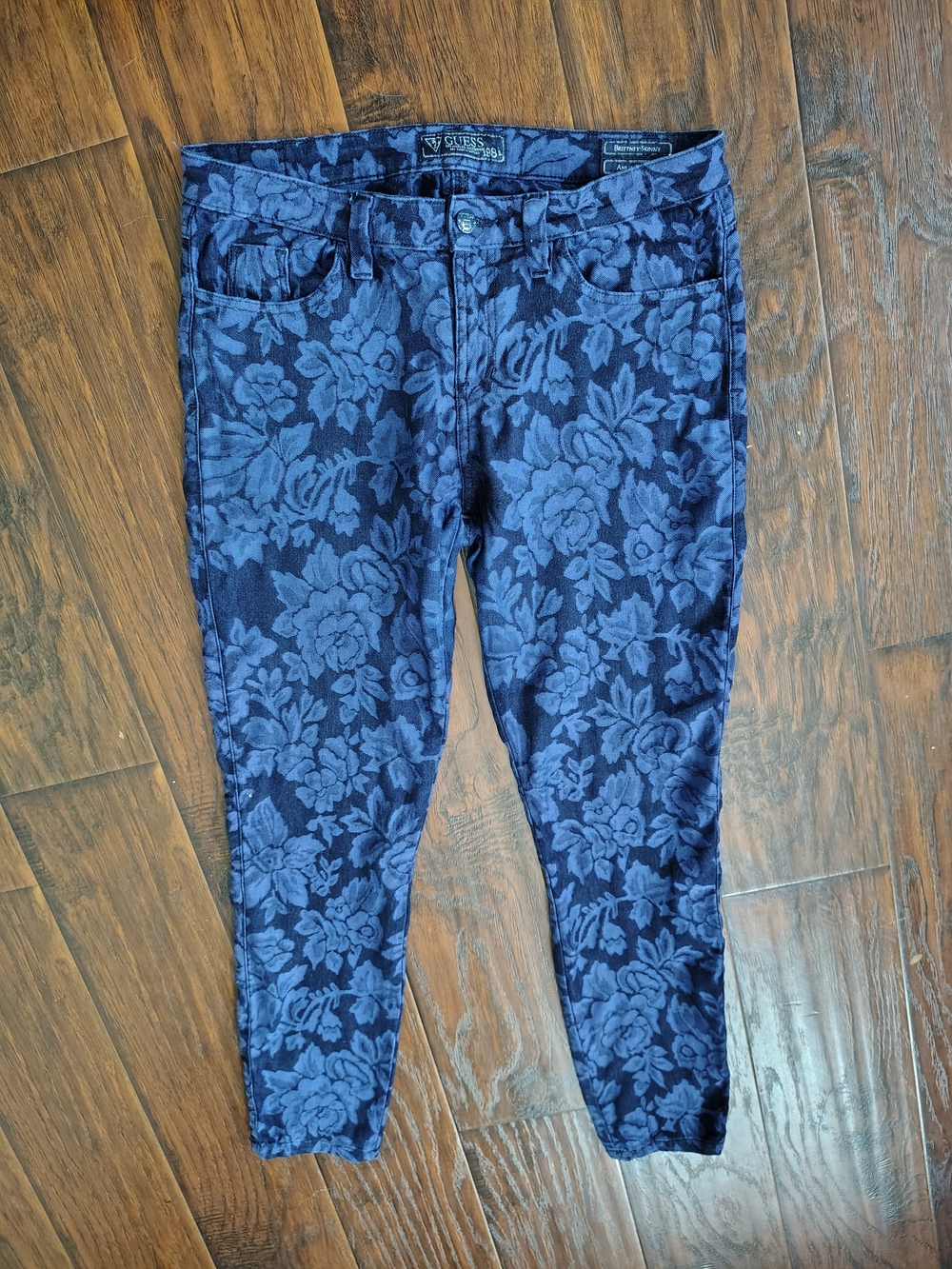 Guess Jeans Women's Blue Floral Stretch Skinny Jeans